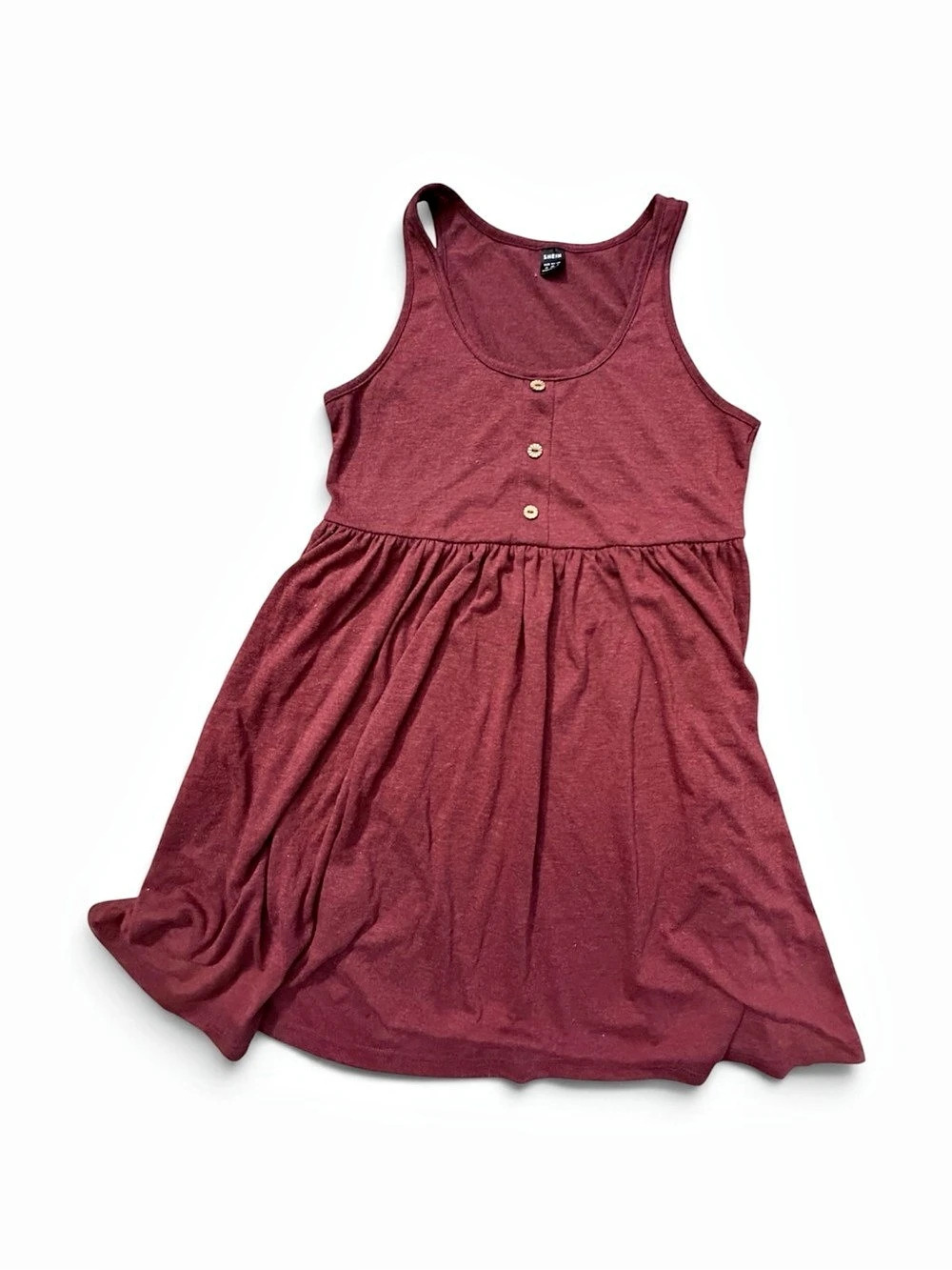 SHEIN EZwear Button Sleeveless Waist Dress Red Medium